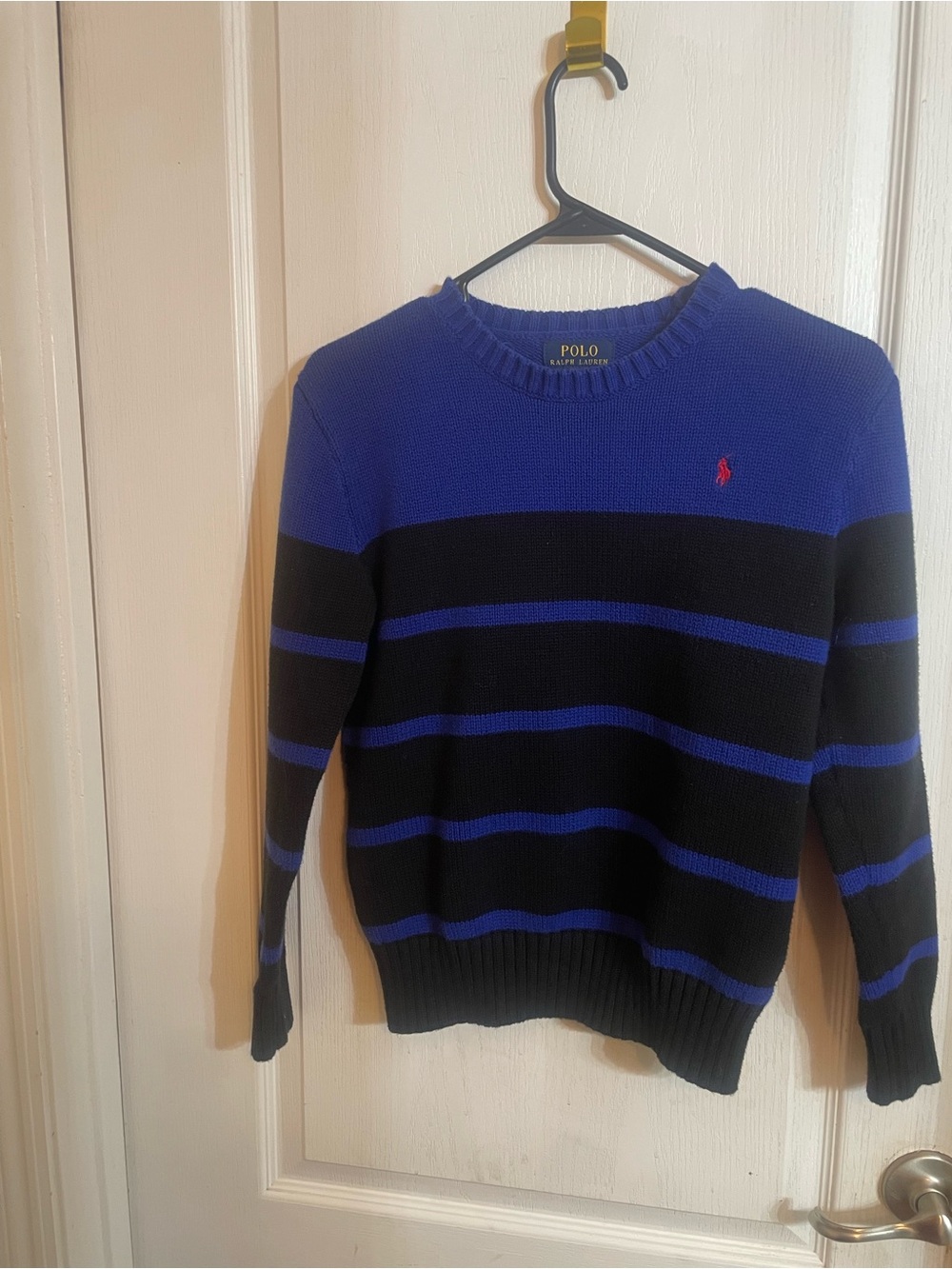 Polo by Ralph Lauren kids Size large Blue and Black Striped Crewneck Sweater